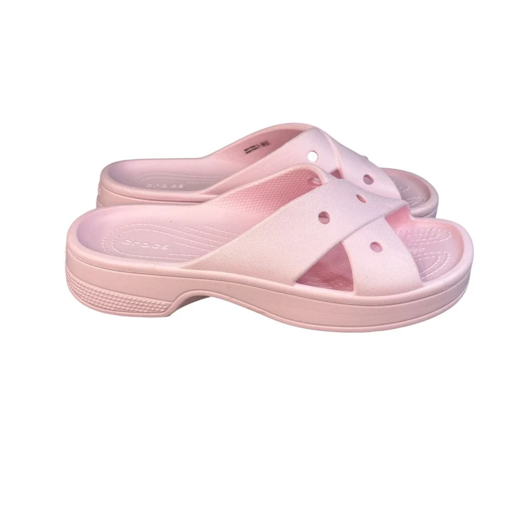 Crocs Classic Women's Cross Strap Sandals Pink Milk Size 7 Style 210840